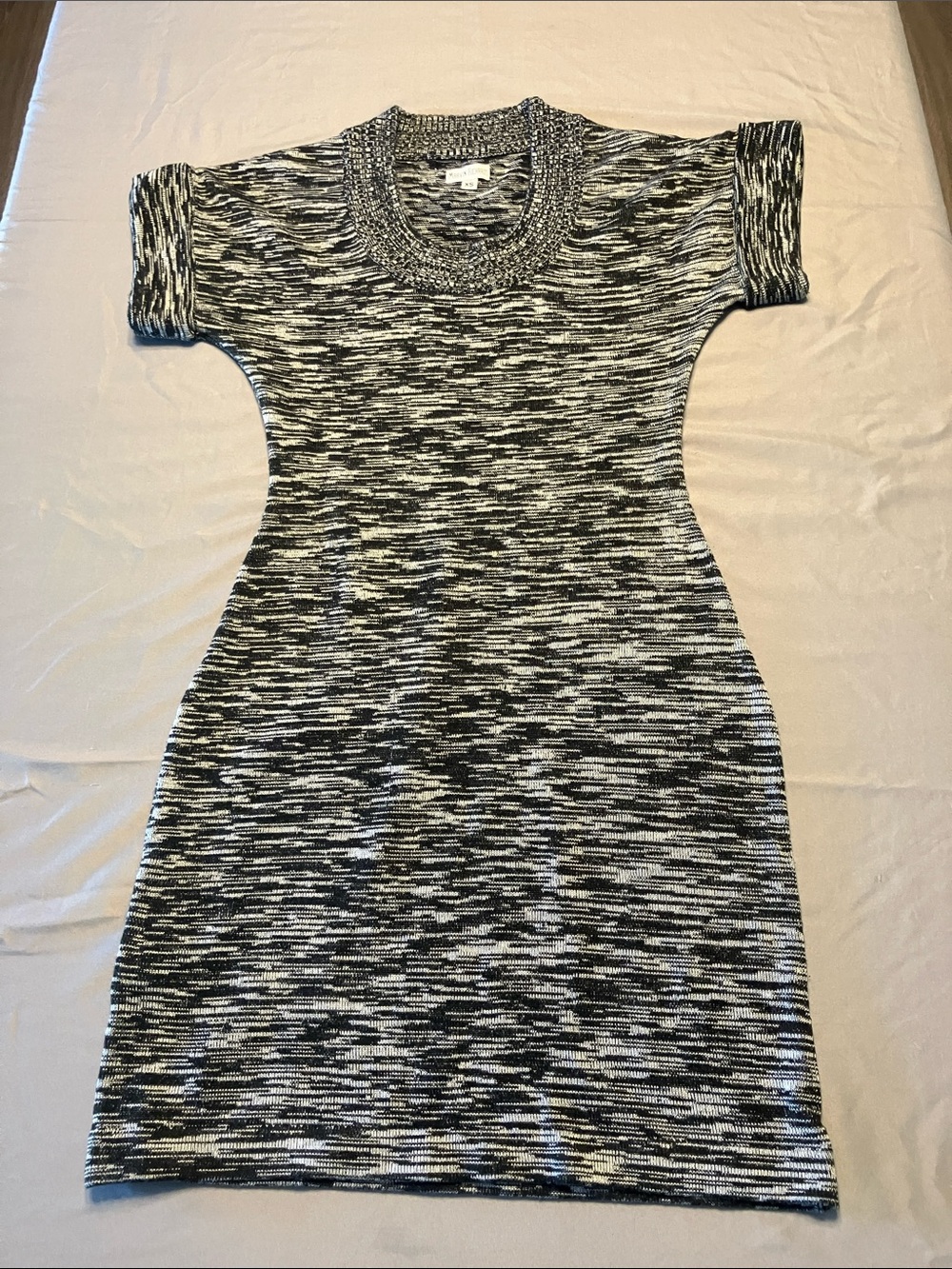 Marvin Richards Black & White Speckled Knit Midi Dress